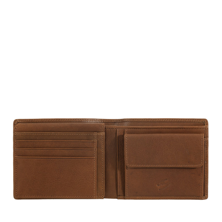 Nuvola Pelle Portefeuille en cuir pour homme avec porte-monnaie – Portefeuille classique élégant avec compartiments pour cartes, poche en filet et double compartiment pour billets de banque
