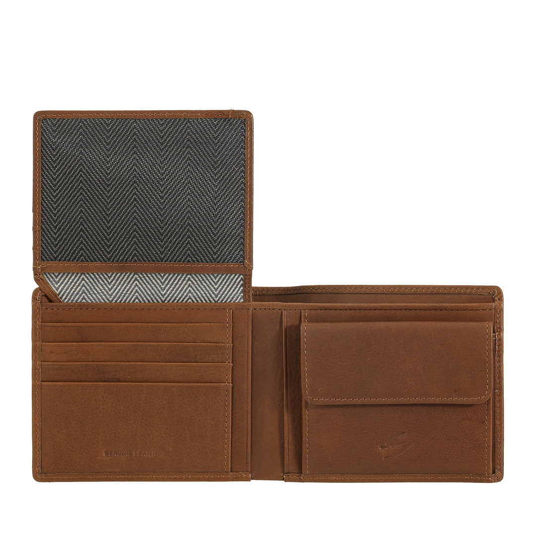 Nuvola Pelle Portefeuille en cuir pour homme avec porte-monnaie – Portefeuille classique élégant avec compartiments pour cartes, poche en filet et double compartiment pour billets de banque