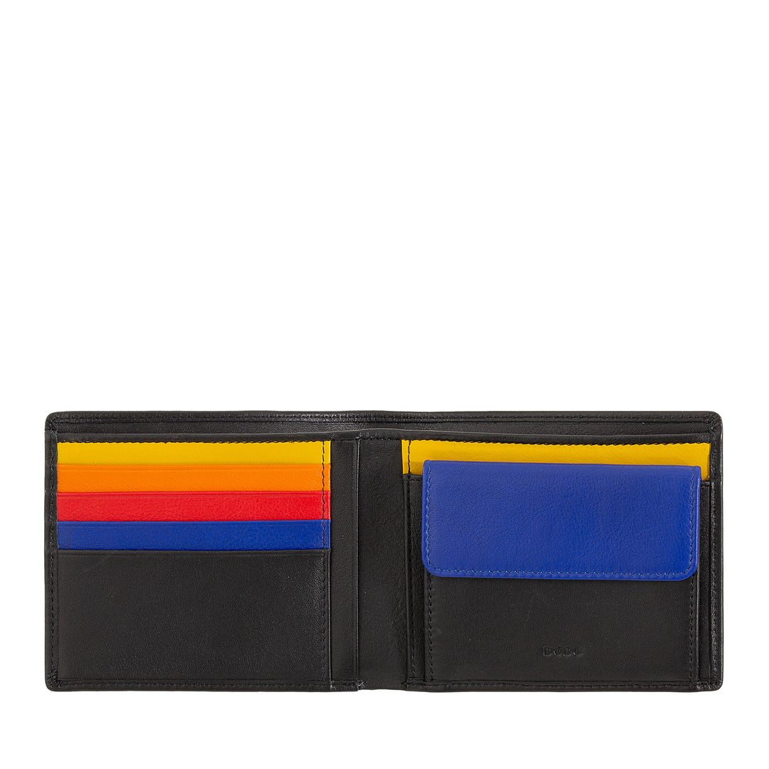 Dudu RFID herrläderplånbok i färgade Nappa Nappa med hållare och kortinnehavare