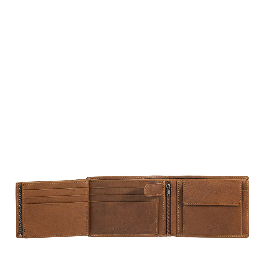 Nuvola Pelle Portefeuille en cuir pour homme avec porte-monnaie – Portefeuille élégant avec boutons, compartiments pour cartes et billets, poche zippée et fenêtres transparentes pour carte d&