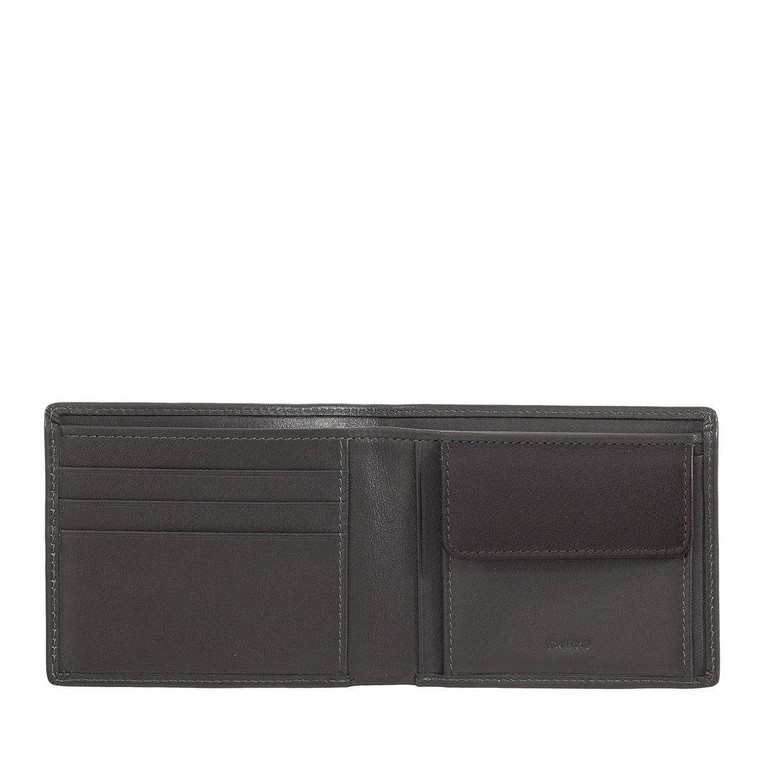 DUDU Cartera Hombre Slim en Piel con Protección RFID Tarjetero con Monedero Carteras Coloridas