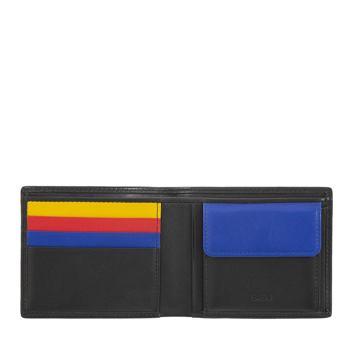 DUDU Cartera Hombre Slim en Piel con Protección RFID Tarjetero con Monedero Carteras Coloridas