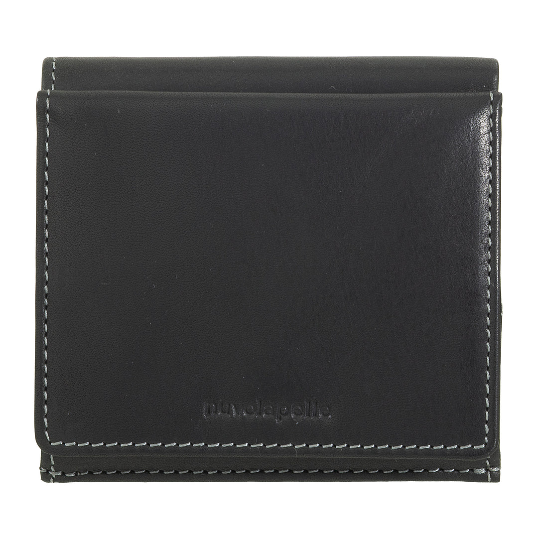 Nuvola Pelle Portefeuille en Cuir pour Homme avec Porte-Monnaie - Portefeuille Compact en Cuir Véritable avec Porte-Cartes, Billets et Bouton de Fermeture - Design Classique et Fonctionnel