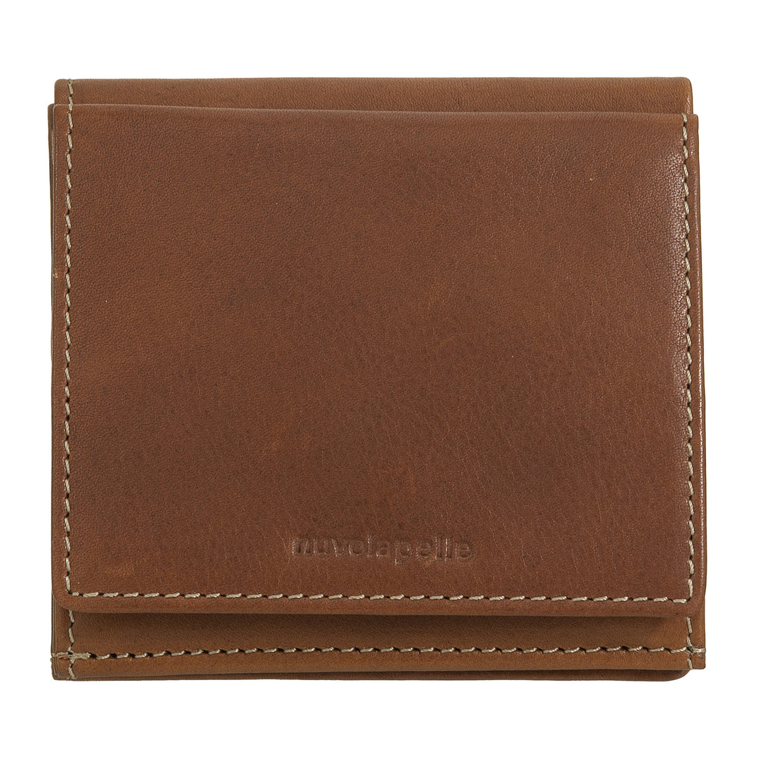 Nuvola Pelle Portefeuille en Cuir pour Homme avec Porte-Monnaie - Portefeuille Compact en Cuir Véritable avec Porte-Cartes, Billets et Bouton de Fermeture - Design Classique et Fonctionnel