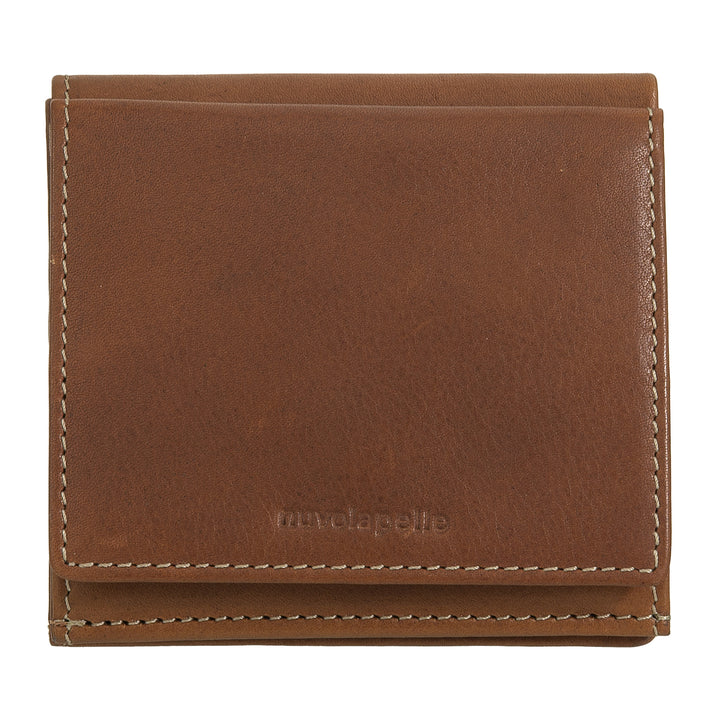 Nuvola Pelle Portefeuille en Cuir pour Homme avec Porte-Monnaie - Portefeuille Compact en Cuir Véritable avec Porte-Cartes, Billets et Bouton de Fermeture - Design Classique et Fonctionnel