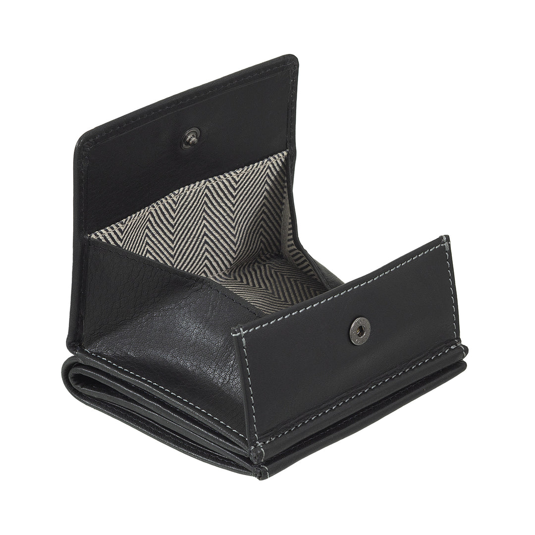 Nuvola Pelle Portefeuille en Cuir pour Homme avec Porte-Monnaie - Portefeuille Compact en Cuir Véritable avec Porte-Cartes, Billets et Bouton de Fermeture - Design Classique et Fonctionnel