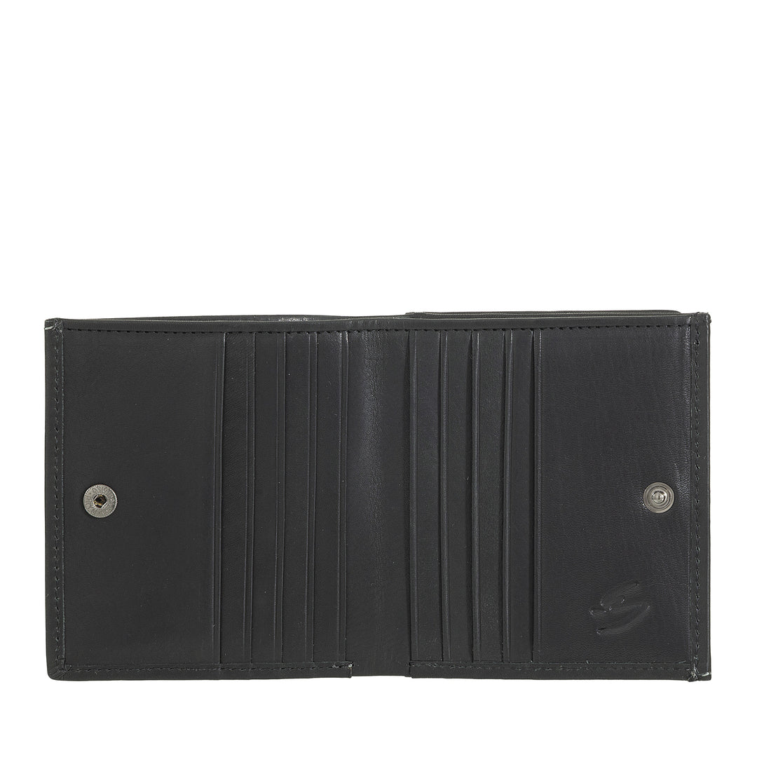 Nuvola Pelle Portefeuille en Cuir pour Homme avec Porte-Monnaie - Portefeuille Compact en Cuir Véritable avec Porte-Cartes, Billets et Bouton de Fermeture - Design Classique et Fonctionnel
