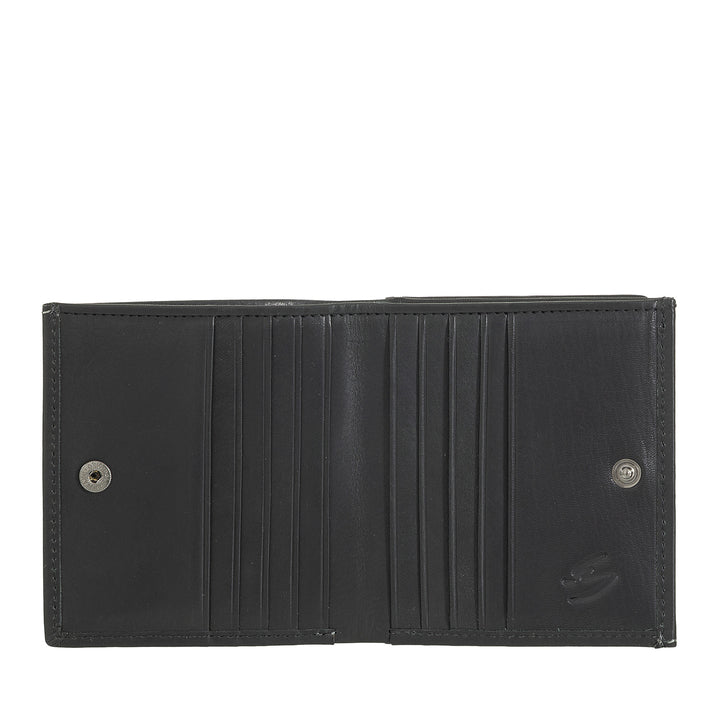 Nuvola Pelle Portefeuille en Cuir pour Homme avec Porte-Monnaie - Portefeuille Compact en Cuir Véritable avec Porte-Cartes, Billets et Bouton de Fermeture - Design Classique et Fonctionnel