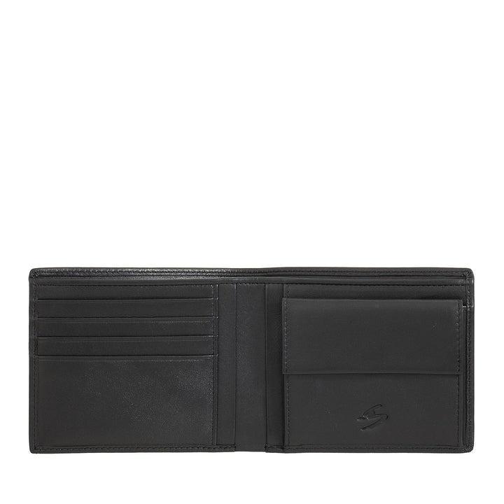 Nuvola Pelle Portafoglio Uomo Slim Sottile in Pelle Nappa con Portamonete, Slot Porta Carte di Credito e Banconote