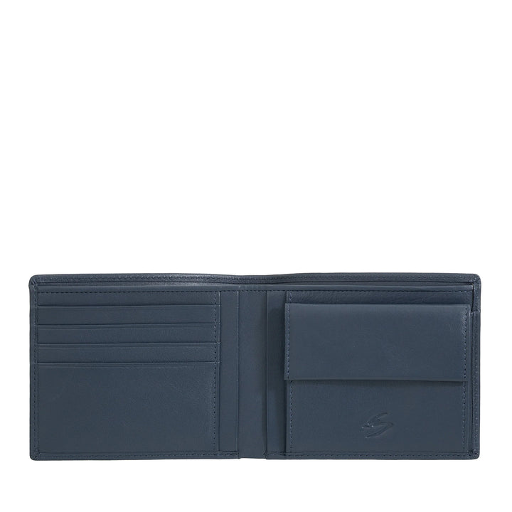 Nuvola Pelle Portafoglio Uomo Slim Sottile in Pelle Nappa con Portamonete, Slot Porta Carte di Credito e Banconote