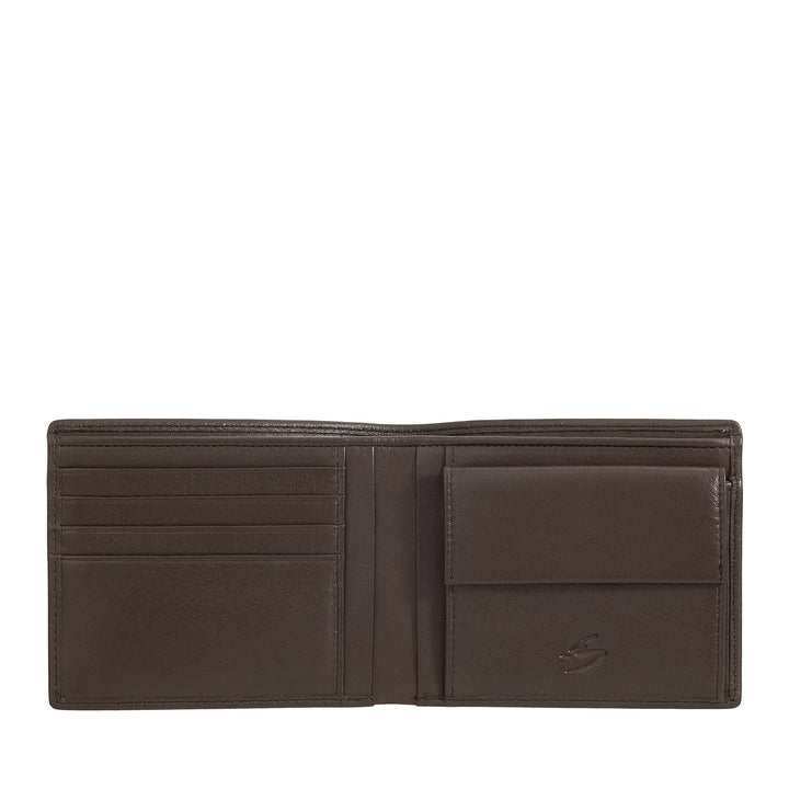 Nuvola Pelle Portafoglio Uomo Slim Sottile in Pelle Nappa con Portamonete, Slot Porta Carte di Credito e Banconote