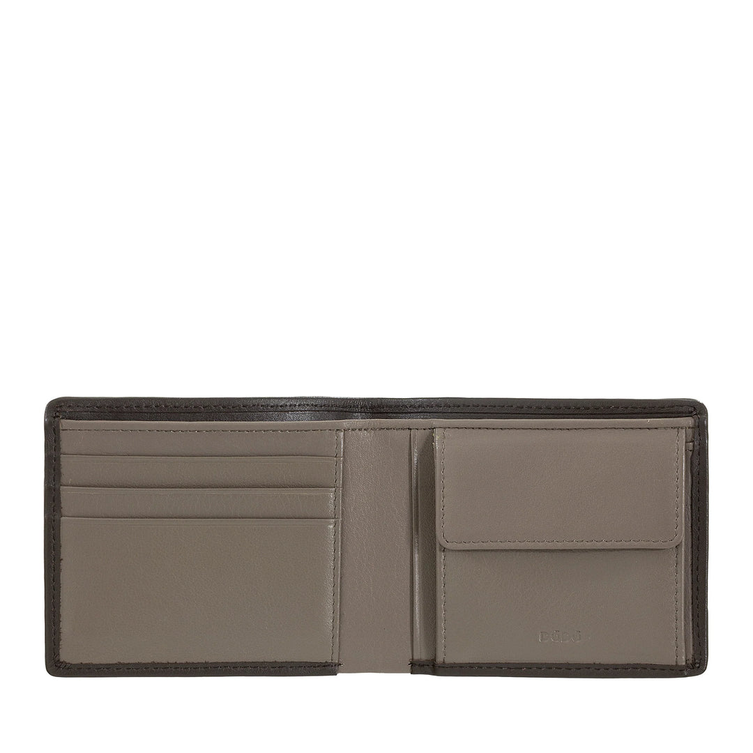 DUDU Cartera para Hombre en Piel Auténtica Tejida con Monedero, Compacta y Delgada, Tarjetero y Billetero, Elegante Cartera Artesanal en Piel Suave