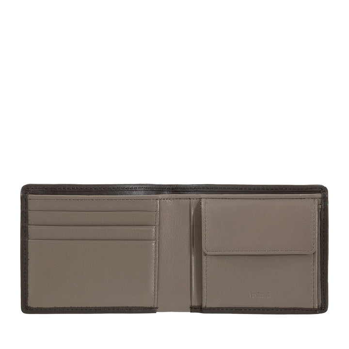 DUDU Cartera para Hombre en Piel Auténtica Tejida con Monedero, Compacta y Delgada, Tarjetero y Billetero, Elegante Cartera Artesanal en Piel Suave