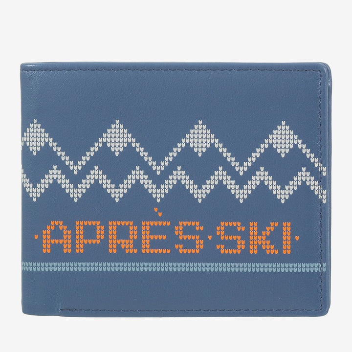 DUDU Portafoglio Uomo in Pelle Piccolo Apres Ski – Portamonete Compatto, Porta Carte e Banconote, Design Invernale