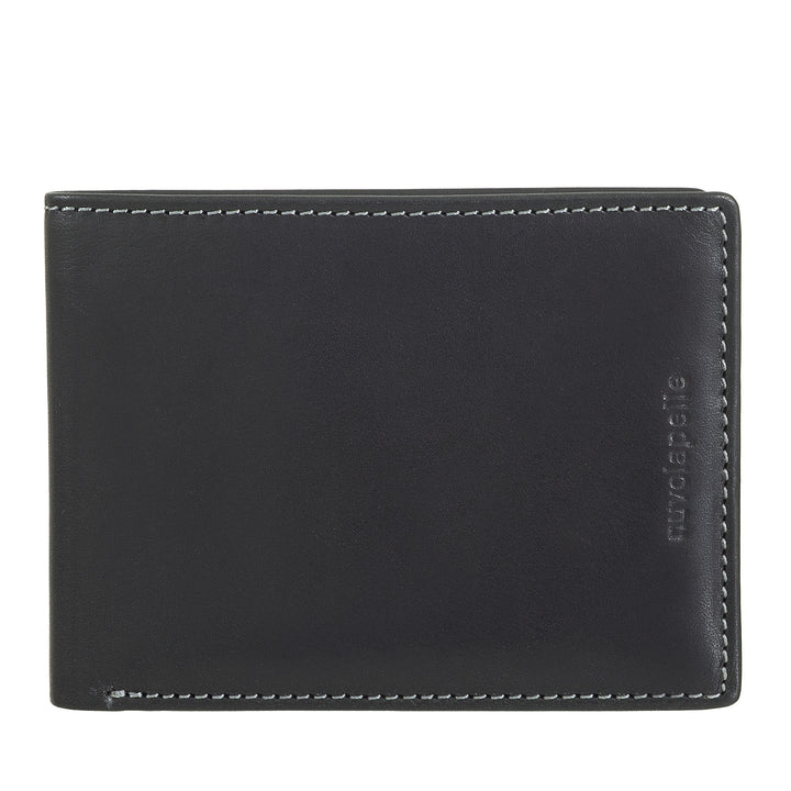 Nuvola Pelle Portefeuille fin pour homme en cuir avec porte-cartes – Petit portefeuille fin en cuir véritable avec compartiments pour cartes et billets – Design compact et léger