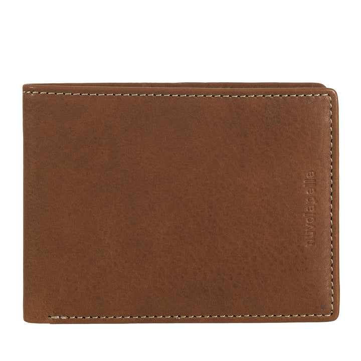 Nuvola Pelle Portefeuille fin pour homme en cuir avec porte-cartes – Petit portefeuille fin en cuir véritable avec compartiments pour cartes et billets – Design compact et léger