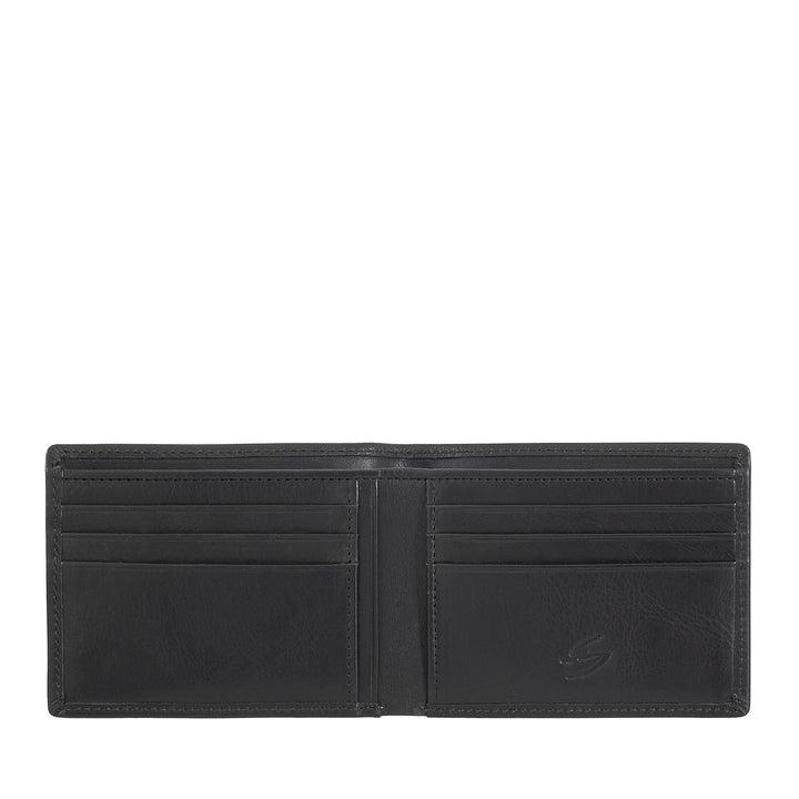 Nuvola Pelle Portefeuille fin pour homme en cuir avec porte-cartes – Petit portefeuille fin en cuir véritable avec compartiments pour cartes et billets – Design compact et léger