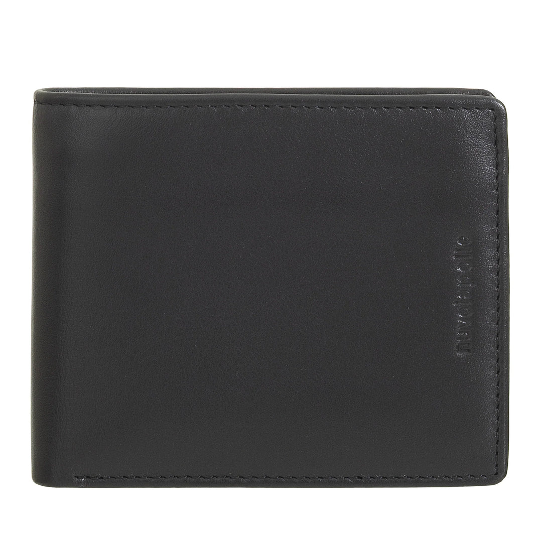 Nuvola Pelle Portafoglio Uomo Piccolo in Pelle Nappa - Portafoglio con Portamonete, Portacarte, Banconote, Finestra Trasparente e Tasca Interna con Cerniera Zip