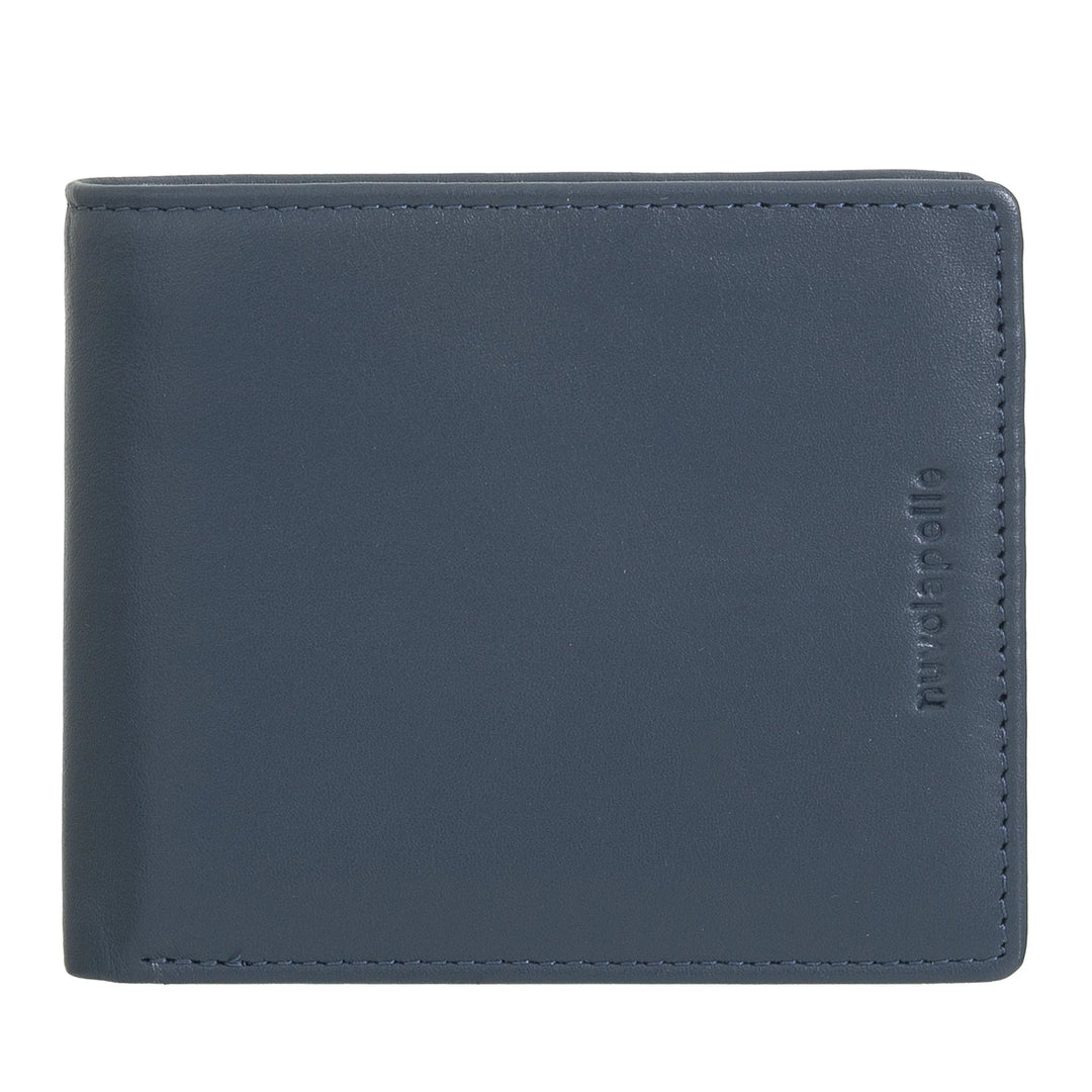 Nuvola Pelle Portafoglio Uomo Piccolo in Pelle Nappa - Portafoglio con Portamonete, Portacarte, Banconote, Finestra Trasparente e Tasca Interna con Cerniera Zip