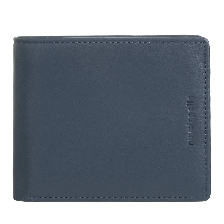 Nuvola Pelle Portafoglio Uomo Piccolo in Pelle Nappa - Portafoglio con Portamonete, Portacarte, Banconote, Finestra Trasparente e Tasca Interna con Cerniera Zip