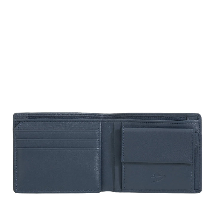 Nuvola Pelle Portafoglio Uomo Piccolo in Pelle Nappa - Portafoglio con Portamonete, Portacarte, Banconote, Finestra Trasparente e Tasca Interna con Cerniera Zip