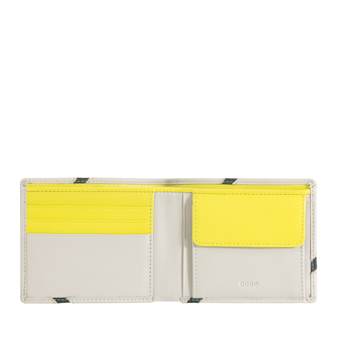 DUDU Portefeuille Compact en Cuir pour Homme - Design Inspiré du Tennis - Petit Portefeuille avec Porte-Monnaie, Poches pour Cartes et Billets
