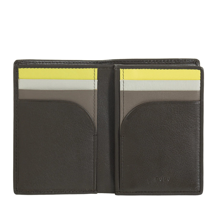 DUDU Cartera de piel con bloqueo RFID para hombre, cartera pequeña con bolsillo plegable con ventana de identificación, 9 tarjeteros de crédito, tarjetero para billetes