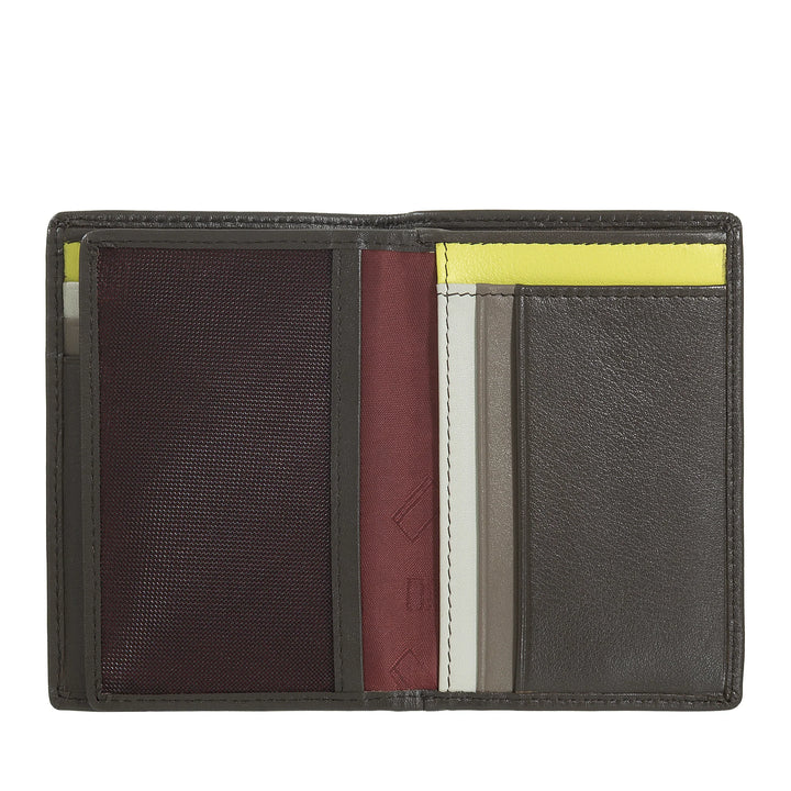 DUDU Cartera de piel con bloqueo RFID para hombre, cartera pequeña con bolsillo plegable con ventana de identificación, 9 tarjeteros de crédito, tarjetero para billetes