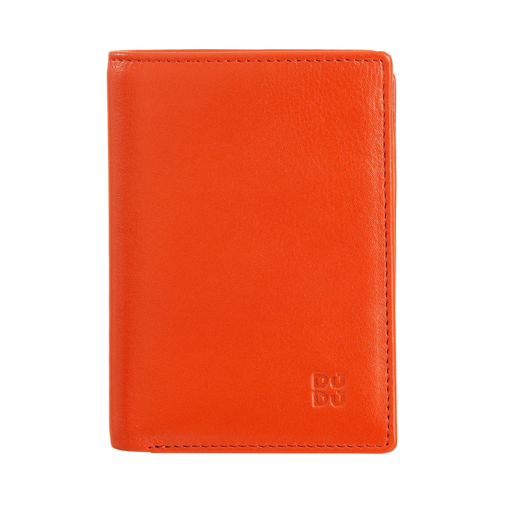 DUDU Men's Wallet RFID Blocking Leather, Bifold Small Pocket Wallet with Window ID, 9 Credit Card Holder, Banknote Holder