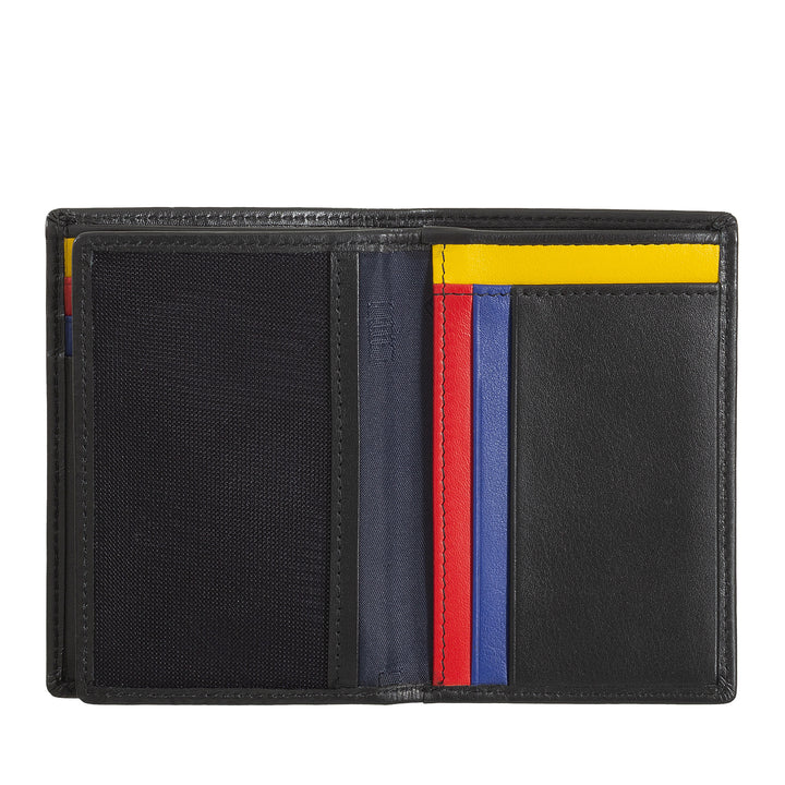 DUDU Portefeuille en cuir bloquant RFID pour hommes, petit portefeuille de poche à deux volets avec fenêtre d&