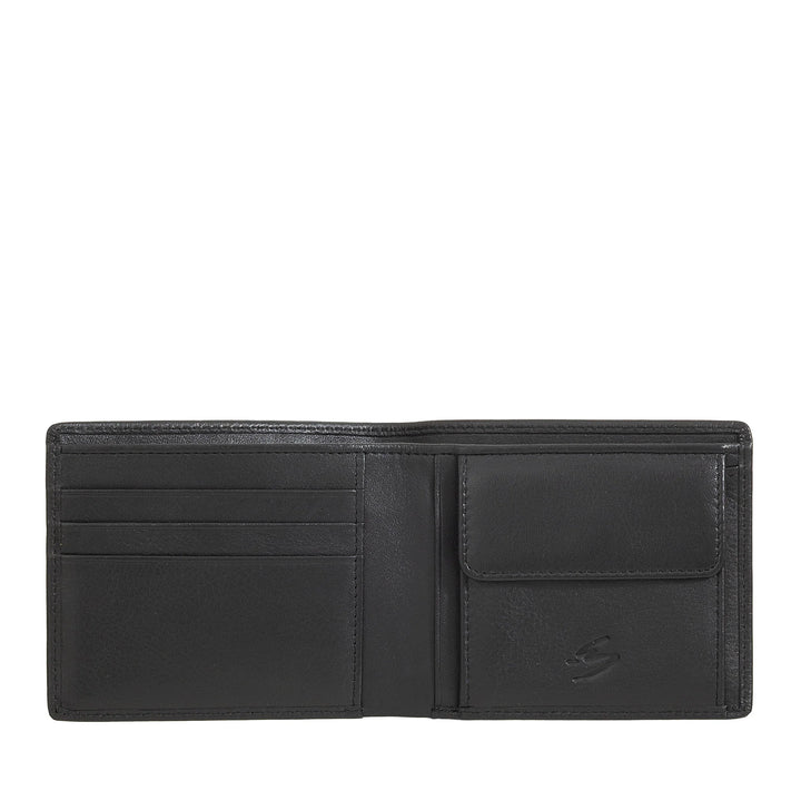 Nuvola Pelle Cartera pequeña de piel para hombre con monedero y tarjetero - Bolsillo compacto, fino, fino y práctico para uso diario