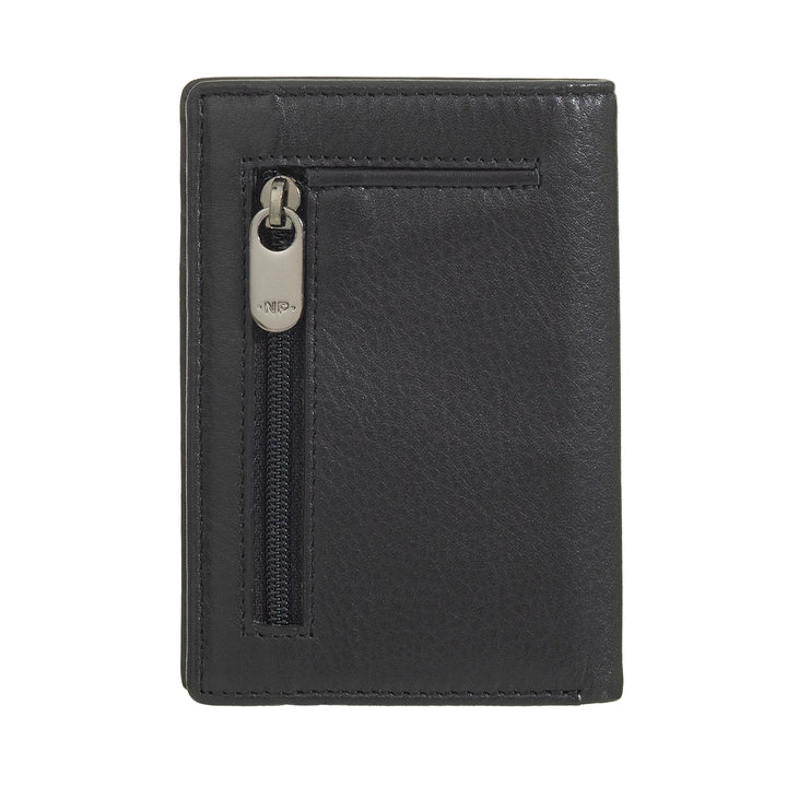 Nuvola Pelle Portafoglio Uomo Piccolo di Vera Pelle, Portafoglio Portacarte Slim con Zip Posteriore, Tascabile, Compatto, Portafoglio