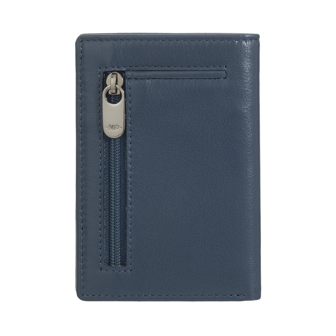 Nuvola Pelle Portafoglio Uomo Piccolo di Vera Pelle, Portafoglio Portacarte Slim con Zip Posteriore, Tascabile, Compatto, Portafoglio