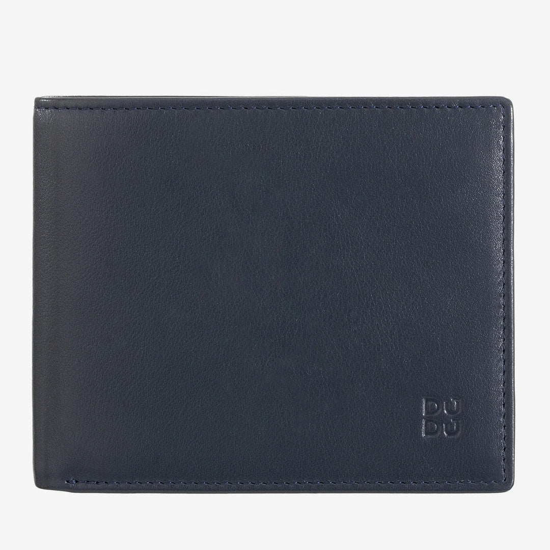 DUDU Cartera para tarjetas de crédito RFID para hombre en piel auténtica con 8 tarjetas de billetes