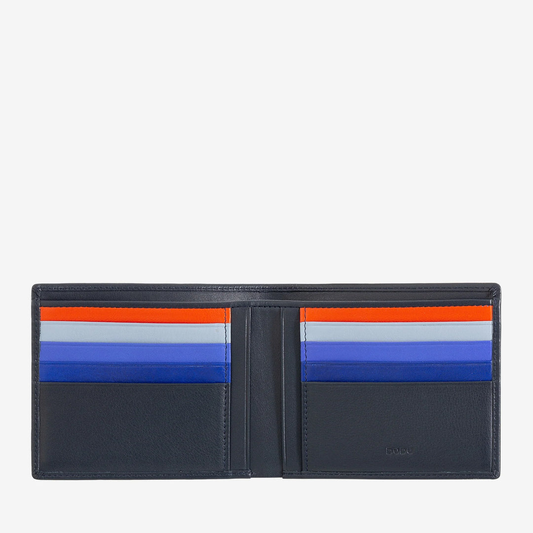 DUDU Cartera para tarjetas de crédito RFID para hombre en piel auténtica con 8 tarjetas de billetes