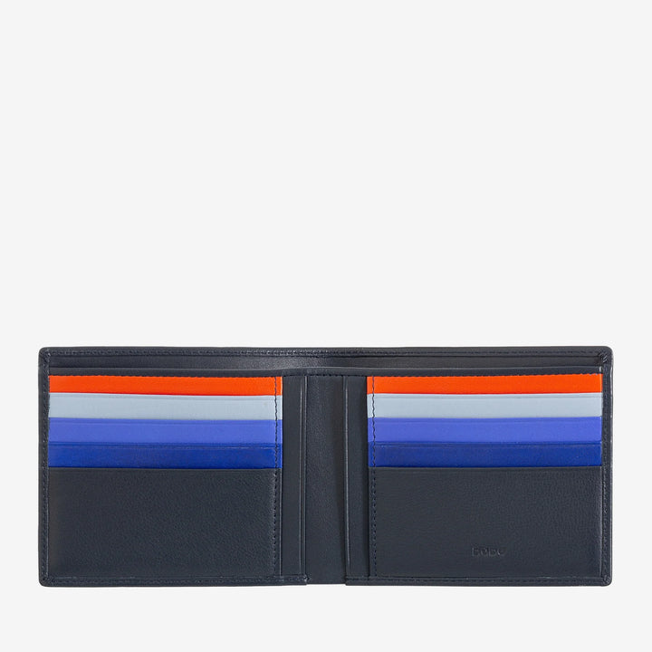 DUDU Cartera para tarjetas de crédito RFID para hombre en piel auténtica con 8 tarjetas de billetes