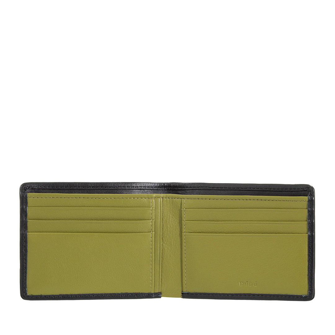 DUDU Portefeuille pour Homme en Cuir véritable tissé, Porte-Cartes de crédit et Billets de Banque, Portefeuille Compact et Fin, Portefeuille en Cuir élégant à Deux Volets