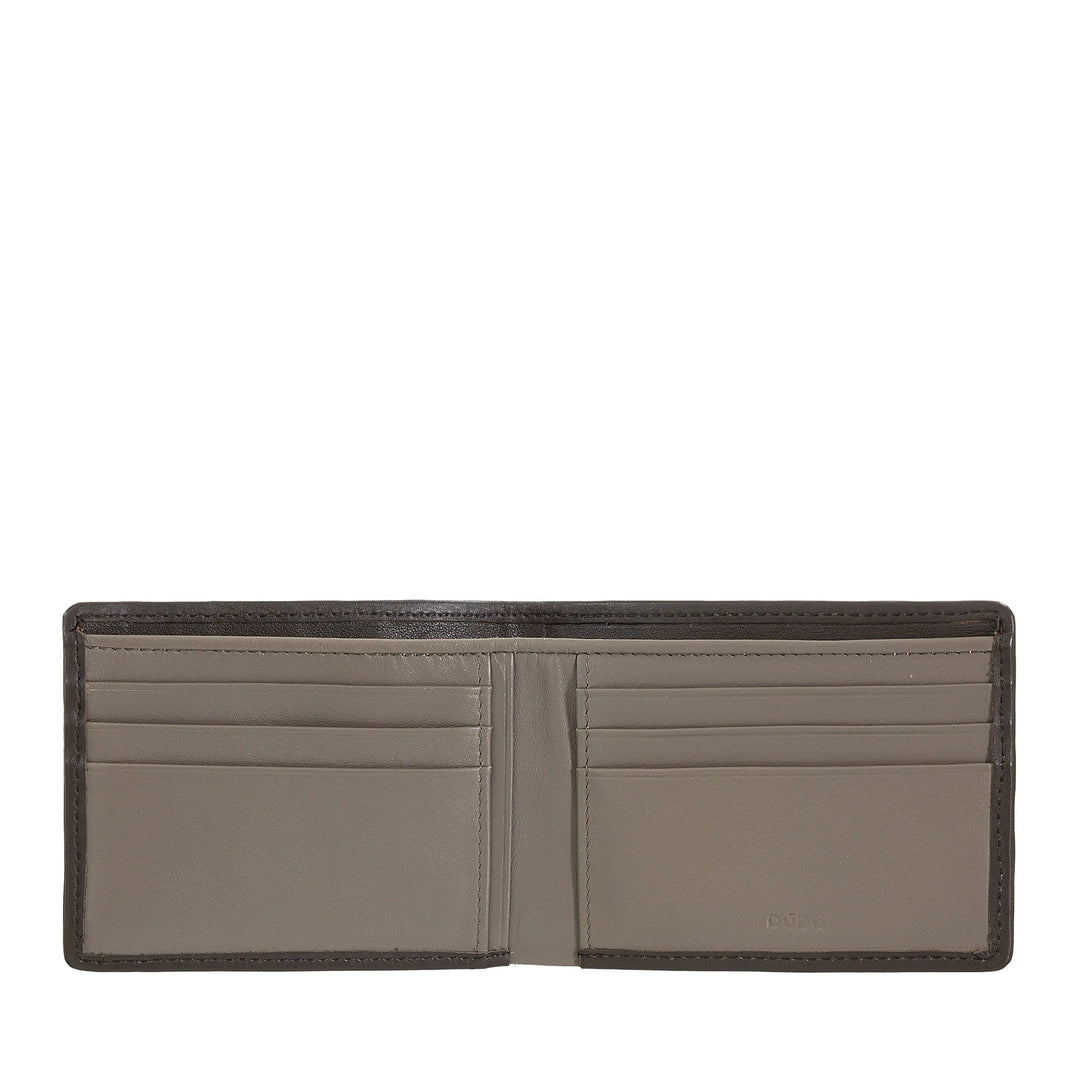 DUDU Portefeuille pour Homme en Cuir véritable tissé, Porte-Cartes de crédit et Billets de Banque, Portefeuille Compact et Fin, Portefeuille en Cuir élégant à Deux Volets