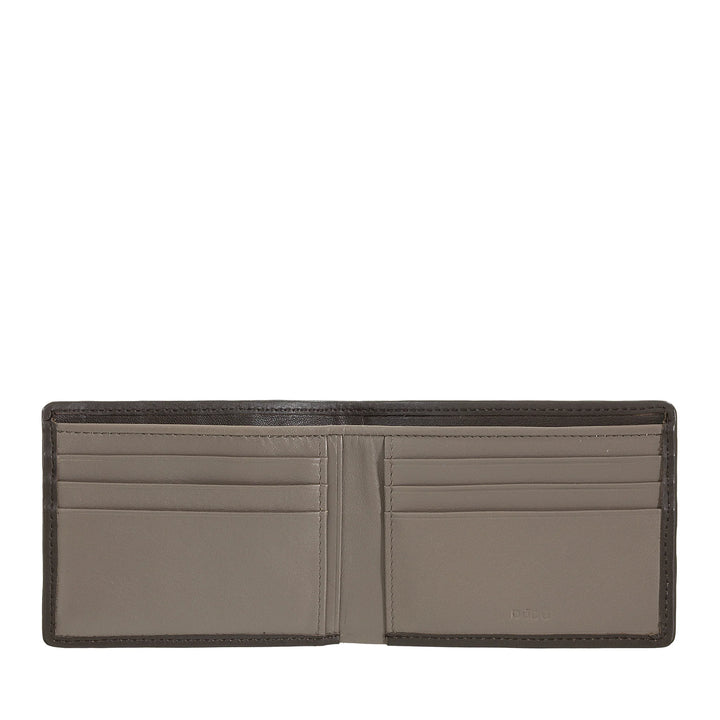 DUDU Portefeuille pour Homme en Cuir véritable tissé, Porte-Cartes de crédit et Billets de Banque, Portefeuille Compact et Fin, Portefeuille en Cuir élégant à Deux Volets