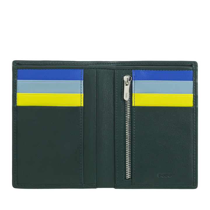 DUDU Portefeuille Slim pour Homme en Cuir Véritable, Petit et Fin, Porte-Monnaie et Cartes de Crédit, Porte-Cartes Compact avec Fermeture Éclair Interne, Design Minimal