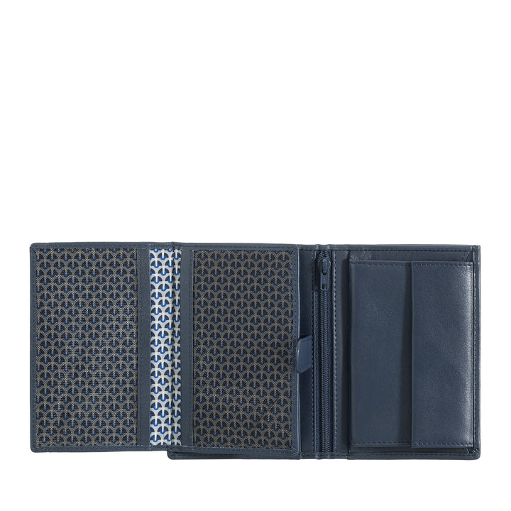 Cartera vertical para hombre Nuvola Pelle en piel de napa con monedero y tarjetero