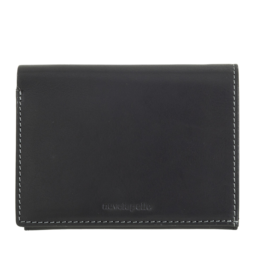 Nuvola Pelle Portefeuille vertical en cuir pour homme – Élégant portefeuille à deux volets avec porte-monnaie, fermeture à languette interne, emplacements pour cartes et poche zippée