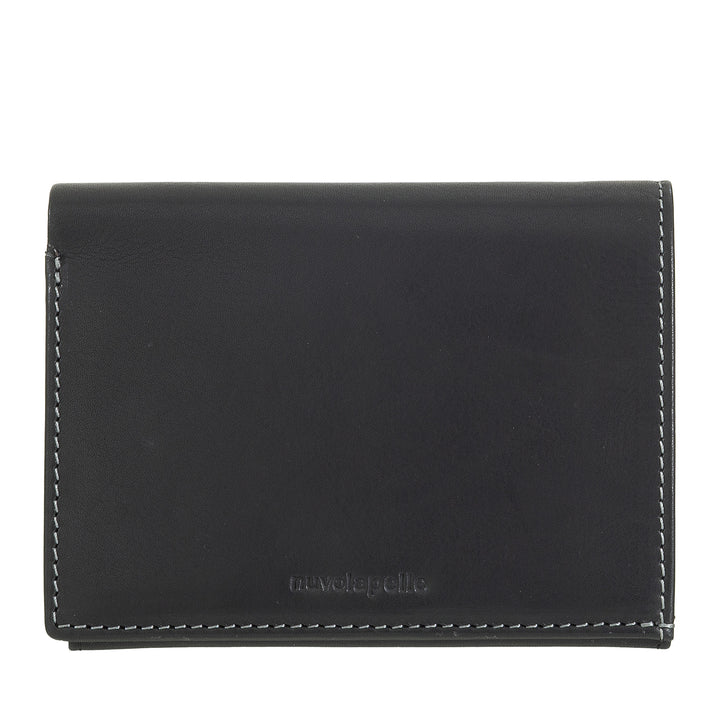 Nuvola Pelle Portefeuille vertical en cuir pour homme – Élégant portefeuille à deux volets avec porte-monnaie, fermeture à languette interne, emplacements pour cartes et poche zippée