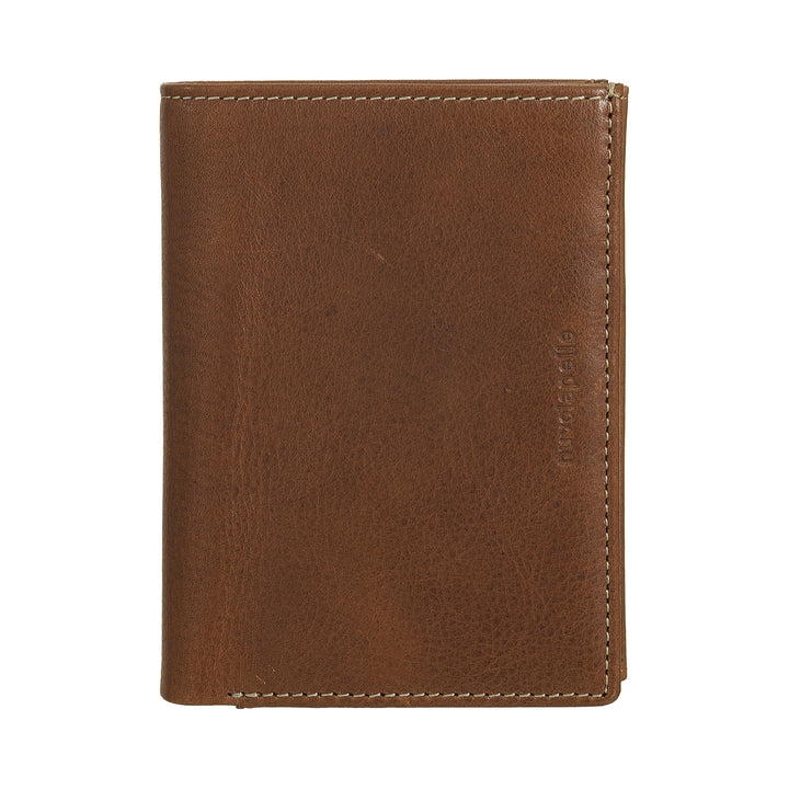 Nuvola Pelle Portefeuille vertical en cuir pour homme – Élégant portefeuille à deux volets avec porte-monnaie, fermeture à languette interne, emplacements pour cartes et poche zippée