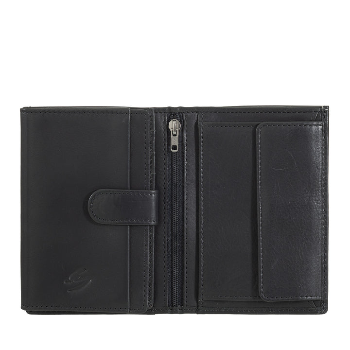 Nuvola Pelle Portefeuille vertical en cuir pour homme – Élégant portefeuille à deux volets avec porte-monnaie, fermeture à languette interne, emplacements pour cartes et poche zippée