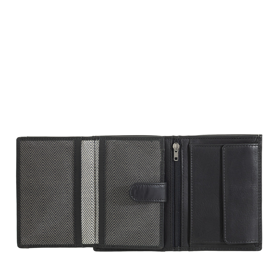 Nuvola Pelle Portefeuille vertical en cuir pour homme – Élégant portefeuille à deux volets avec porte-monnaie, fermeture à languette interne, emplacements pour cartes et poche zippée