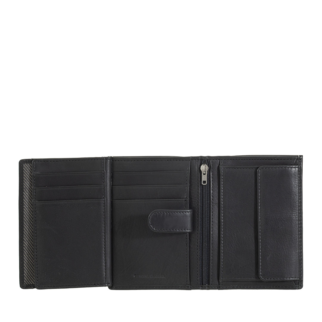 Nuvola Pelle Portefeuille vertical en cuir pour homme – Élégant portefeuille à deux volets avec porte-monnaie, fermeture à languette interne, emplacements pour cartes et poche zippée