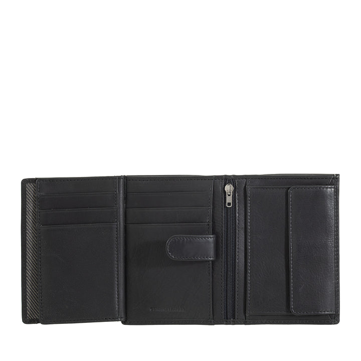 Nuvola Pelle Portefeuille vertical en cuir pour homme – Élégant portefeuille à deux volets avec porte-monnaie, fermeture à languette interne, emplacements pour cartes et poche zippée