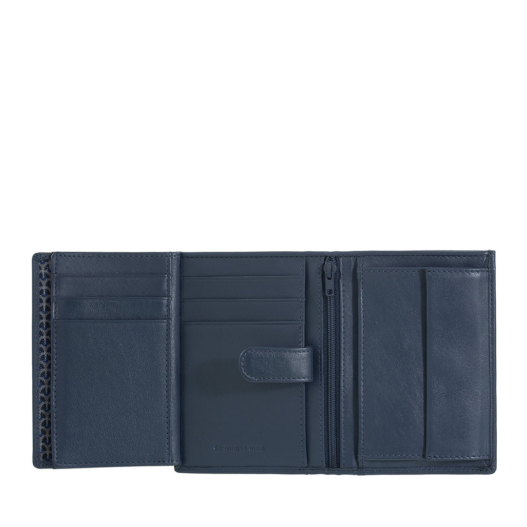Nuvola Pelle Portafoglio Verticale Uomo in Pelle Nappa - Portafoglio con Portamonete, Slot Porta Carte Tessere e Tasche Trasparenti
