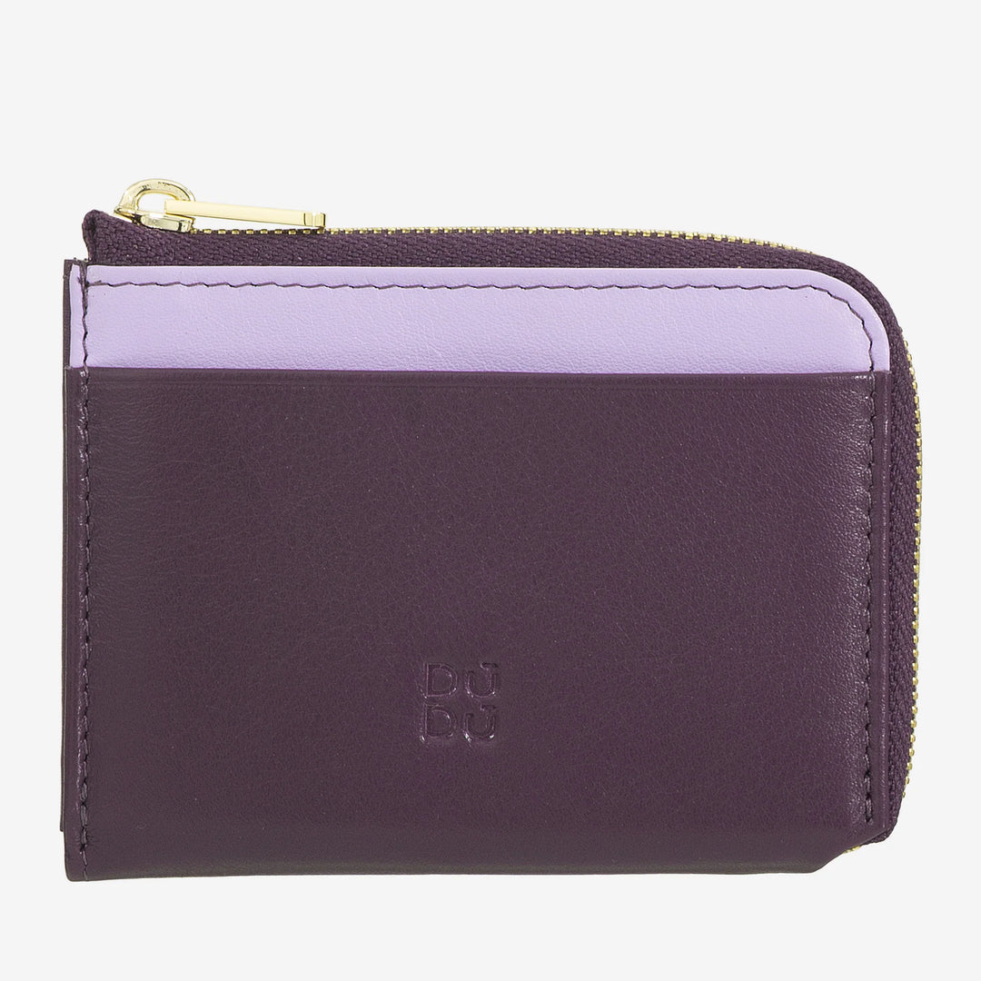 DUDU Cartera pequeña para hombre con cremallera, cartera RFID de piel colorida, tarjetero, diseño de bolsillo compacto